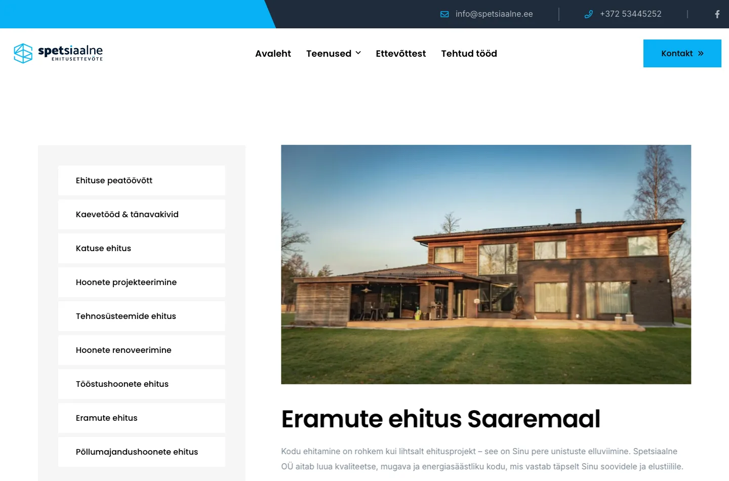 Spetsiaalne Ehitus koduleht – Eramute ehitus