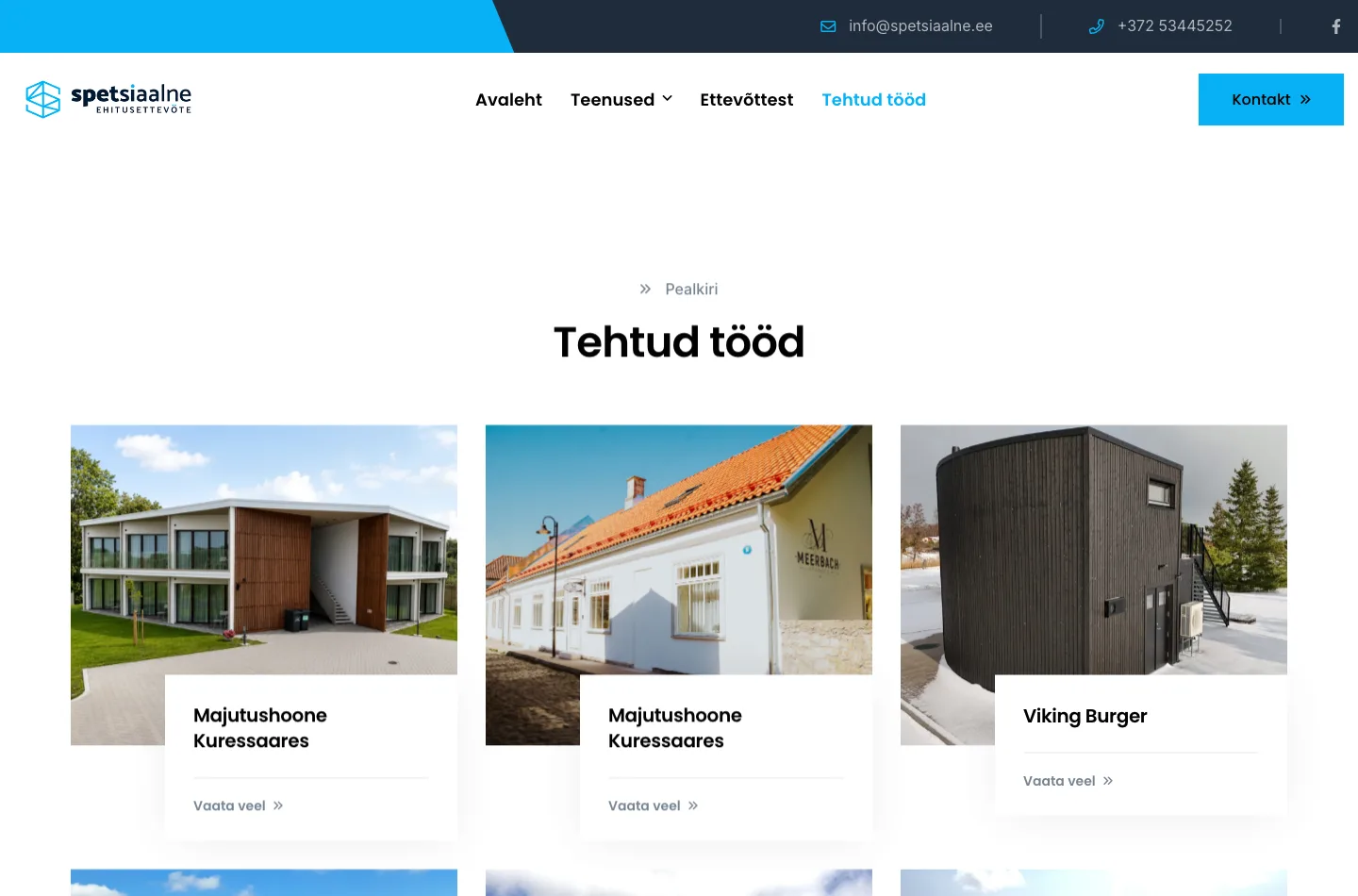 Spetsiaalne Ehitus koduleht – Tehtud tööd