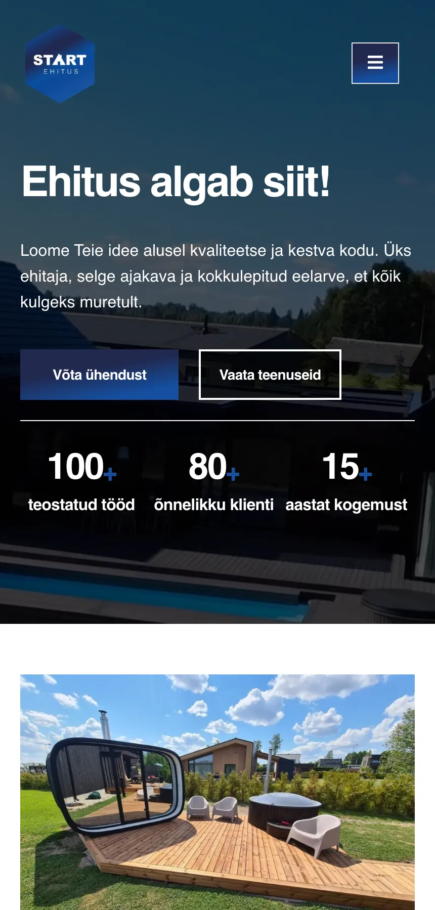 Start Ehitus koduleht – Avaleht – mobiil